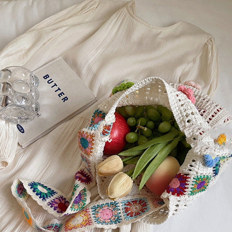 Handgefertigte Häkel-Umhängetasche für Damen im Boho-Stil