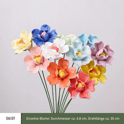 Handgefertigte Keramikblumen – 9er Set