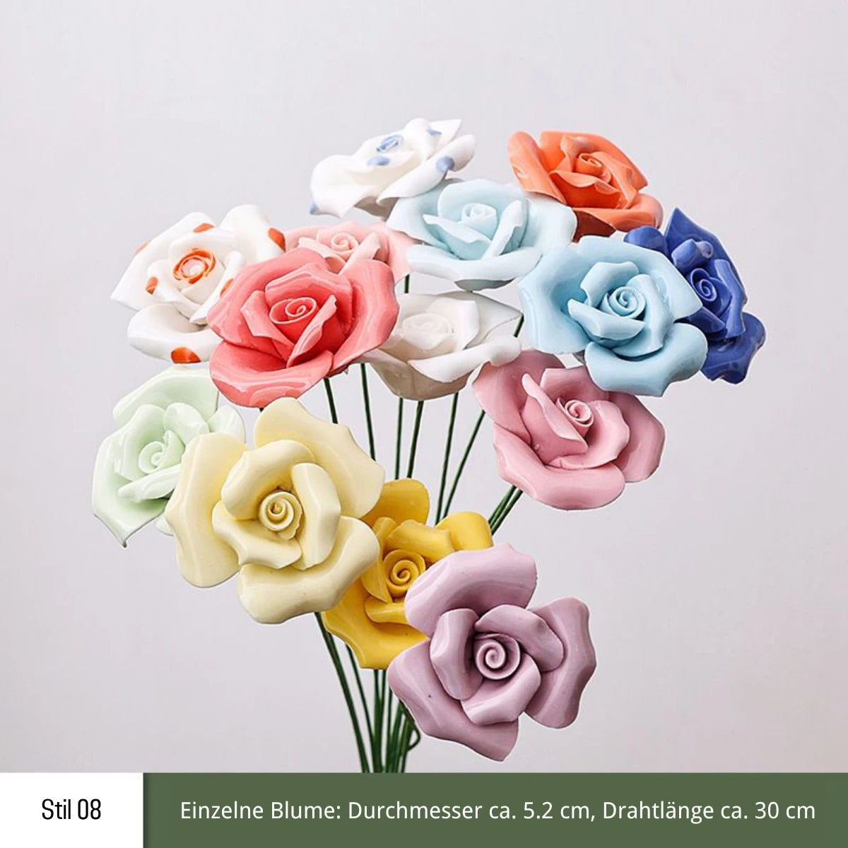 Handgefertigte Keramikblumen – 9er Set
