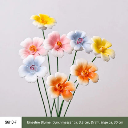 Handgefertigte Keramikblumen – 9er Set
