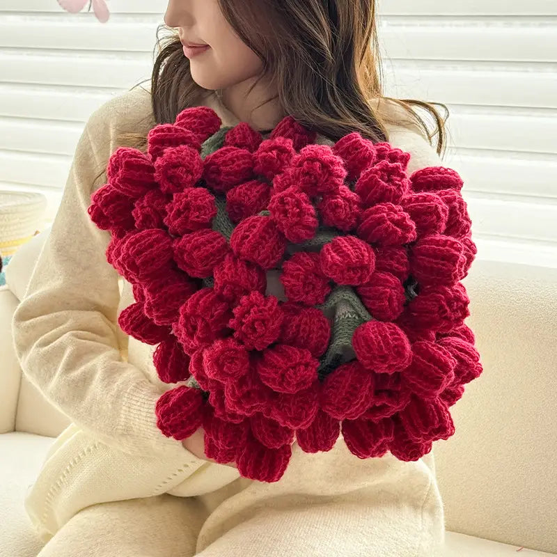 ROSENORA Rosenstrauß-Decke mit handgefertigten Rosen
