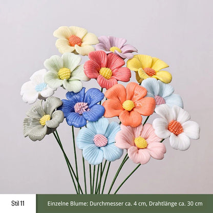Handgefertigte Keramikblumen – 9er Set