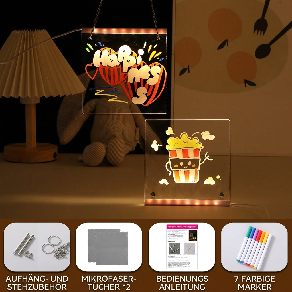 LED-Leuchttafel – Flexibles Notizboard & Werbedisplay – Stehend oder Hängend, USB