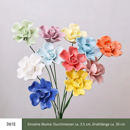 Handgefertigte Keramikblumen – 9er Set