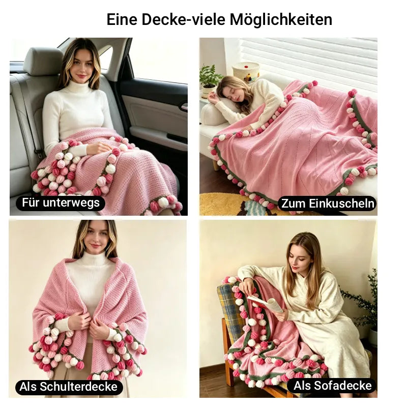 ROSENORA Rosenstrauß-Decke mit handgefertigten Rosen