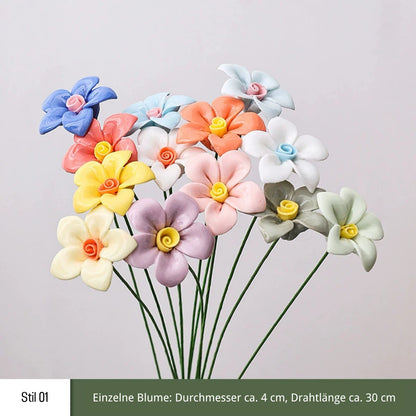 Handgefertigte Keramikblumen – 9er Set