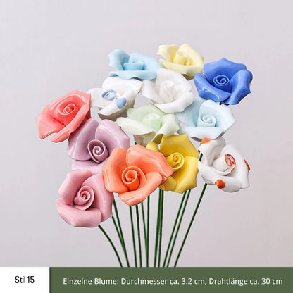 Handgefertigte Keramikblumen – 9er Set