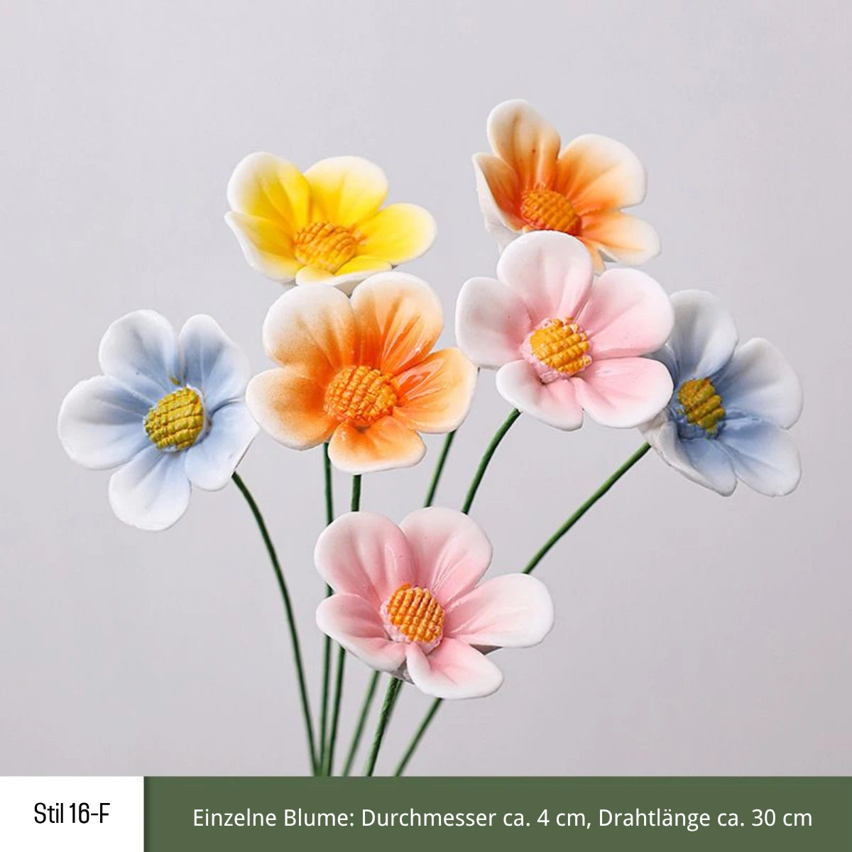 Handgefertigte Keramikblumen – 9er Set
