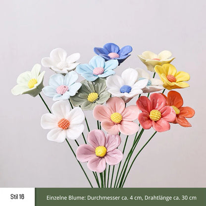 Handgefertigte Keramikblumen – 9er Set