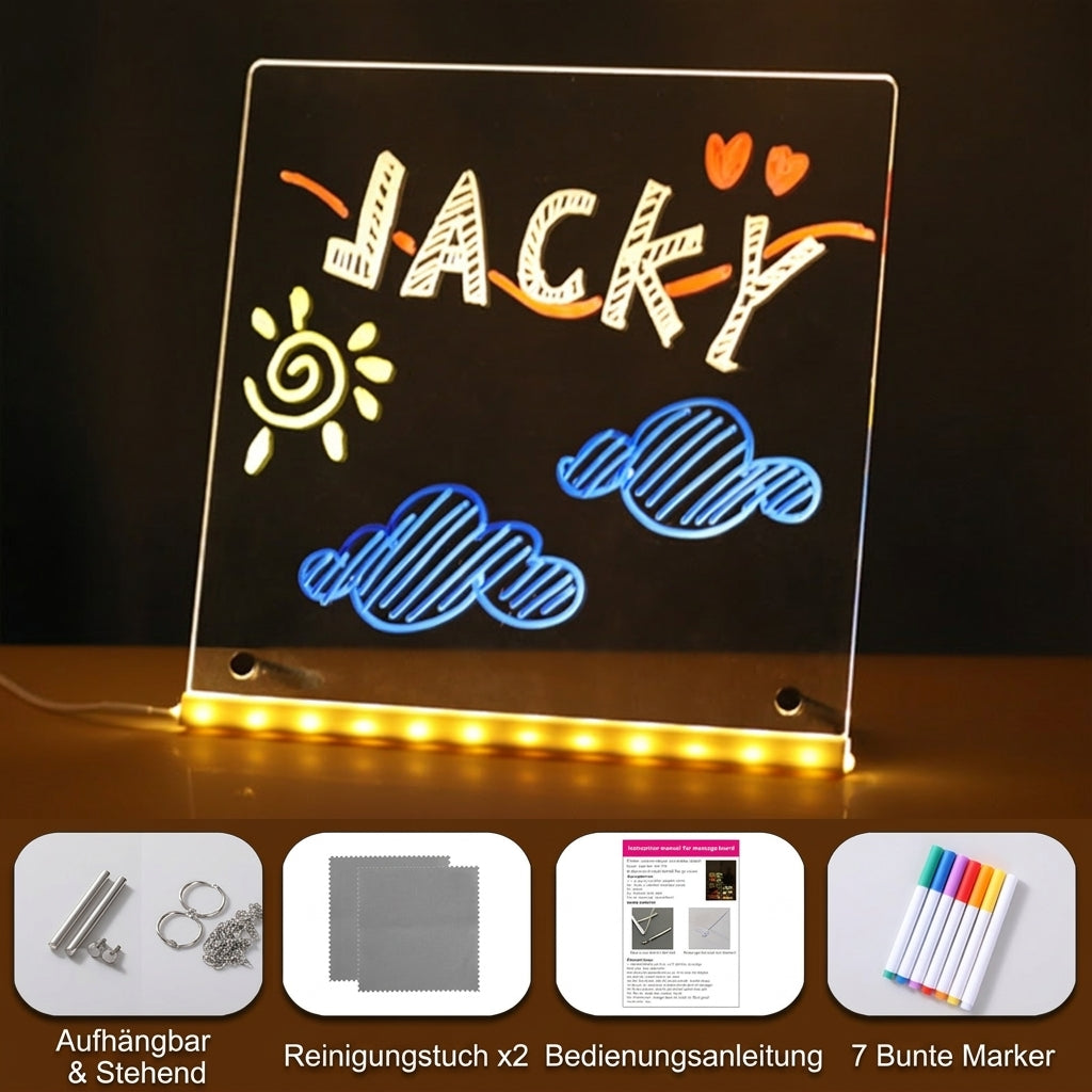 LED-Leuchttafel – Flexibles Notizboard & Werbedisplay – Stehend oder Hängend, USB
