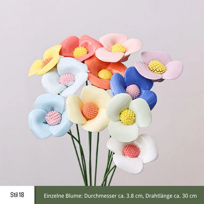 Handgefertigte Keramikblumen – 9er Set