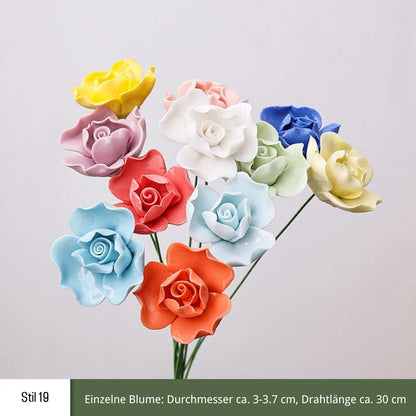 Handgefertigte Keramikblumen – 9er Set