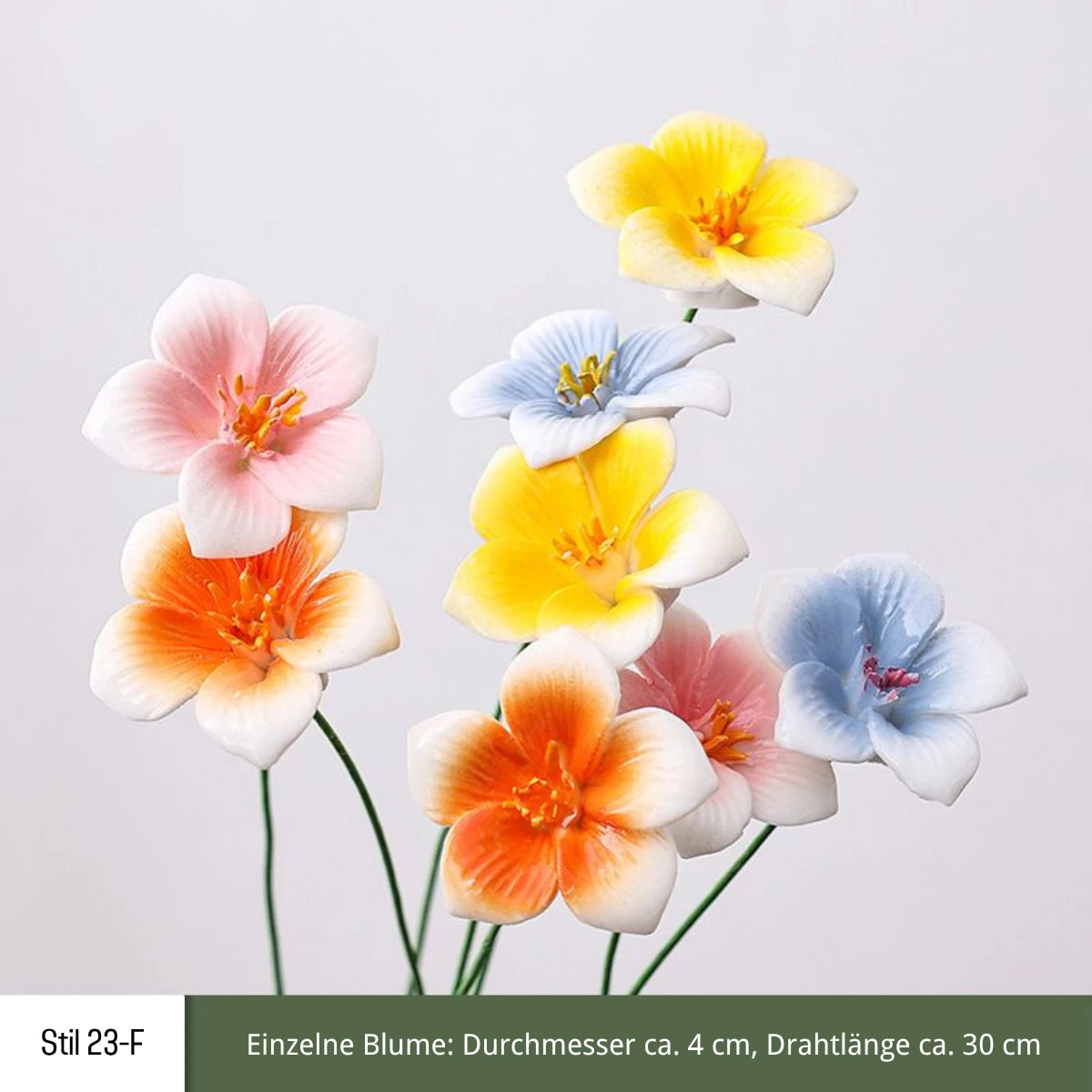 Handgefertigte Keramikblumen – 9er Set