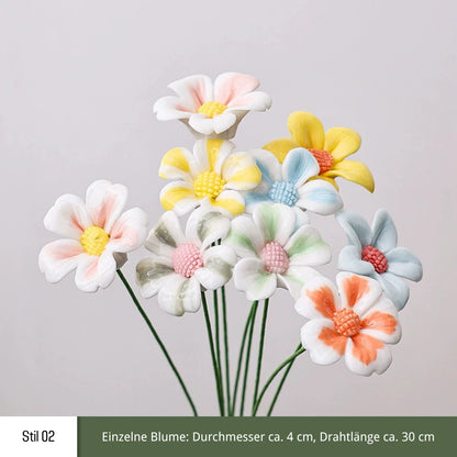 Handgefertigte Keramikblumen – 9er Set