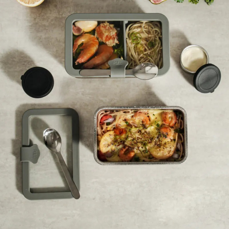 ULTITAN Titan Lunchbox mit Glasdeckel, Trennwand und Löffel