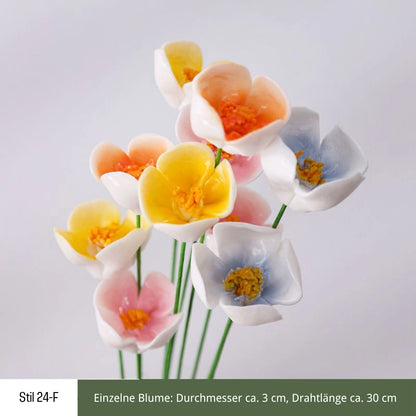 Handgefertigte Keramikblumen – 9er Set