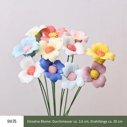 Handgefertigte Keramikblumen – 9er Set
