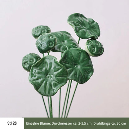Handgefertigte Keramikblumen – 9er Set