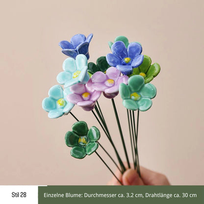 Handgefertigte Keramikblumen – 9er Set