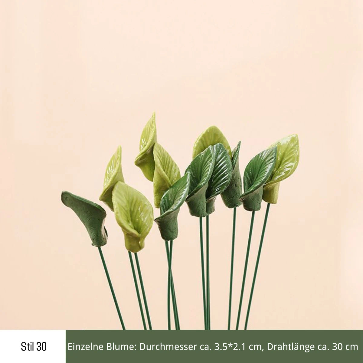 Handgefertigte Keramikblumen – 9er Set