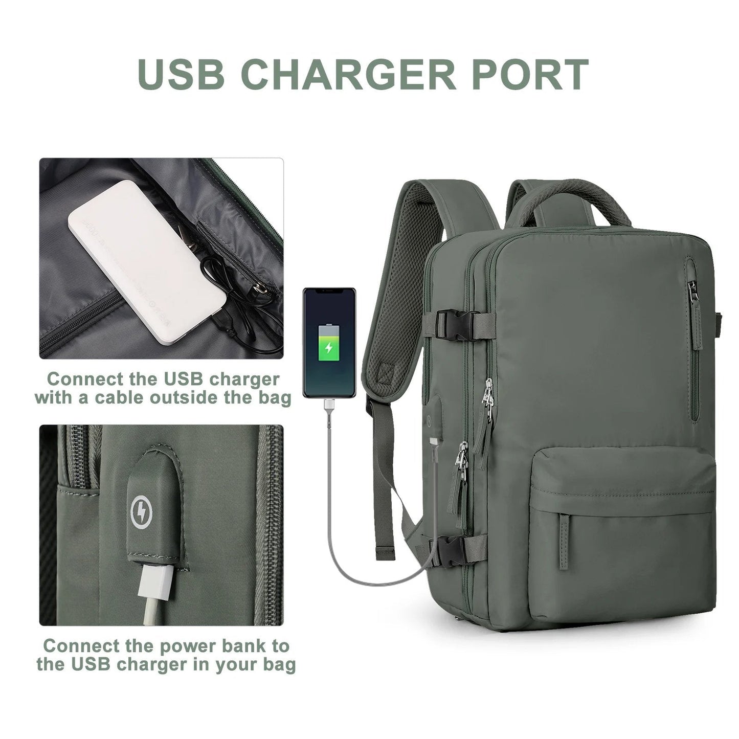 Reiserucksack mit Schuhfach und USB-Anschluss - Travelliva