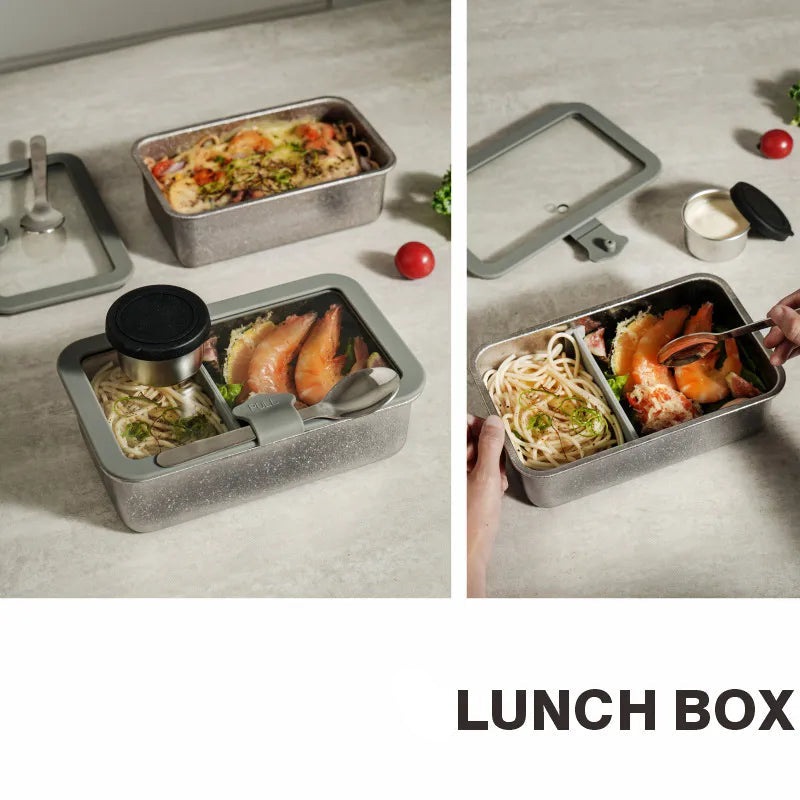 ULTITAN Titan Lunchbox mit Glasdeckel, Trennwand und Löffel