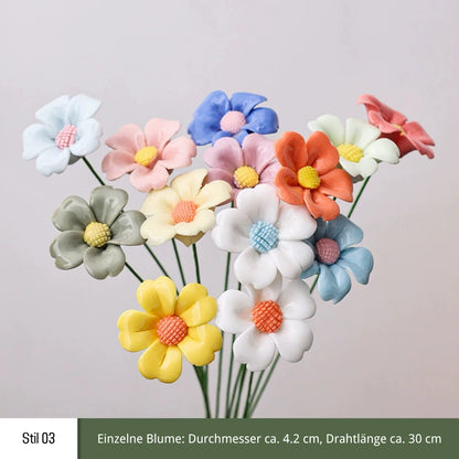 Handgefertigte Keramikblumen – 9er Set