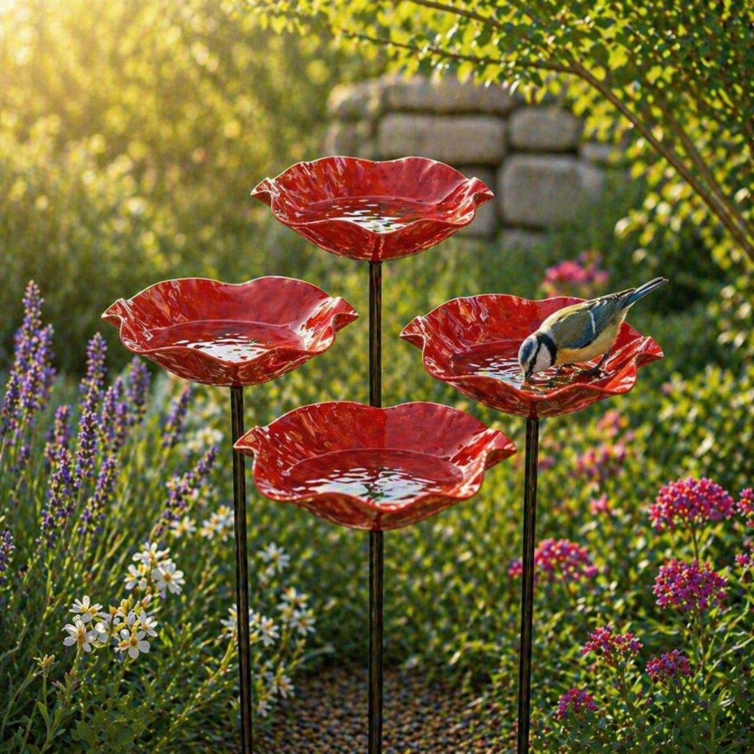 Vogelblüten - Handgefertigte Vogeltränke in Blütenform | 4er-Set