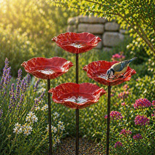 Vogelblüten - Handgefertigte Vogeltränke in Blütenform | 4er-Set