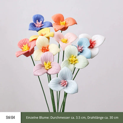 Handgefertigte Keramikblumen – 9er Set