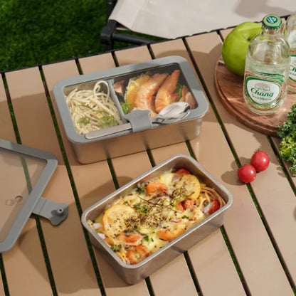 ULTITAN Titan Lunchbox mit Glasdeckel, Trennwand und Löffel
