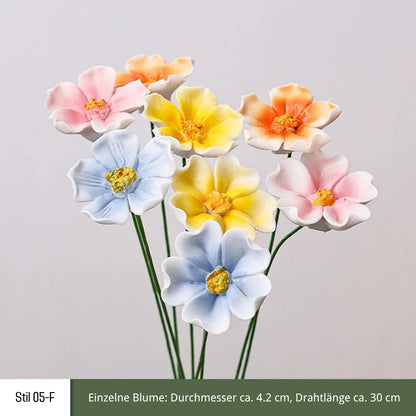 Handgefertigte Keramikblumen – 9er Set