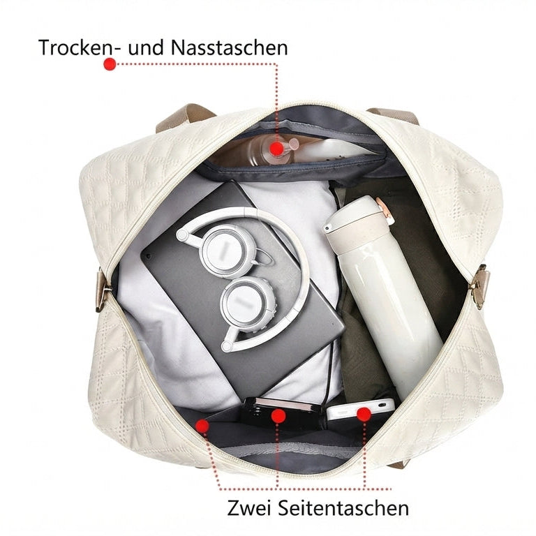 Gesteppte Reisetasche mit Schuhfach - Travique