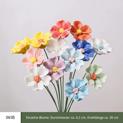 Handgefertigte Keramikblumen – 9er Set
