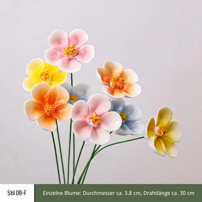 Handgefertigte Keramikblumen – 9er Set