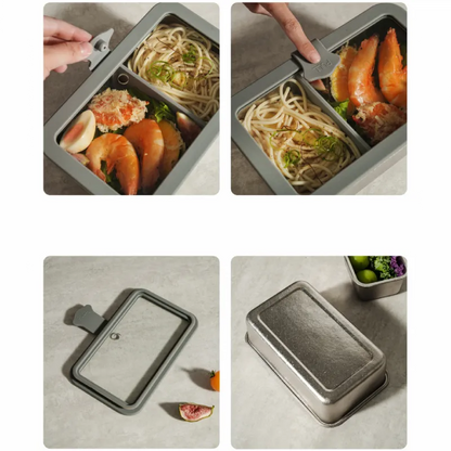 ULTITAN Titan Lunchbox mit Glasdeckel, Trennwand und Löffel