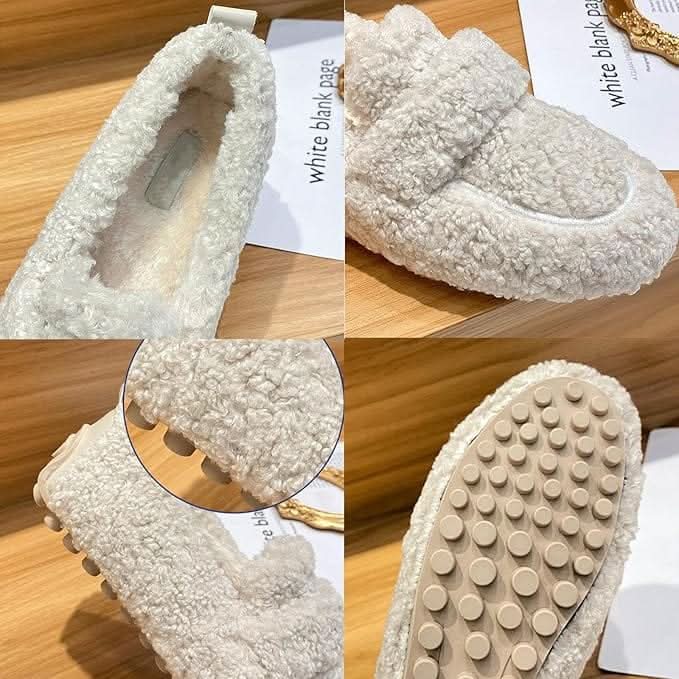 Warme Winter-Hausschuhe für Damen im Plüsch-Loafer-Design