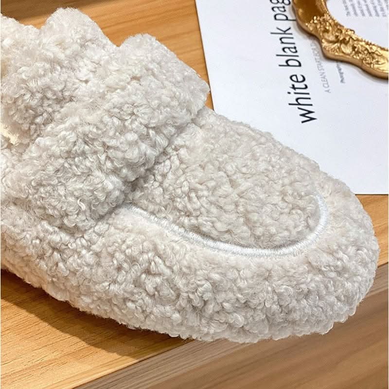 Warme Winter-Hausschuhe für Damen im Plüsch-Loafer-Design