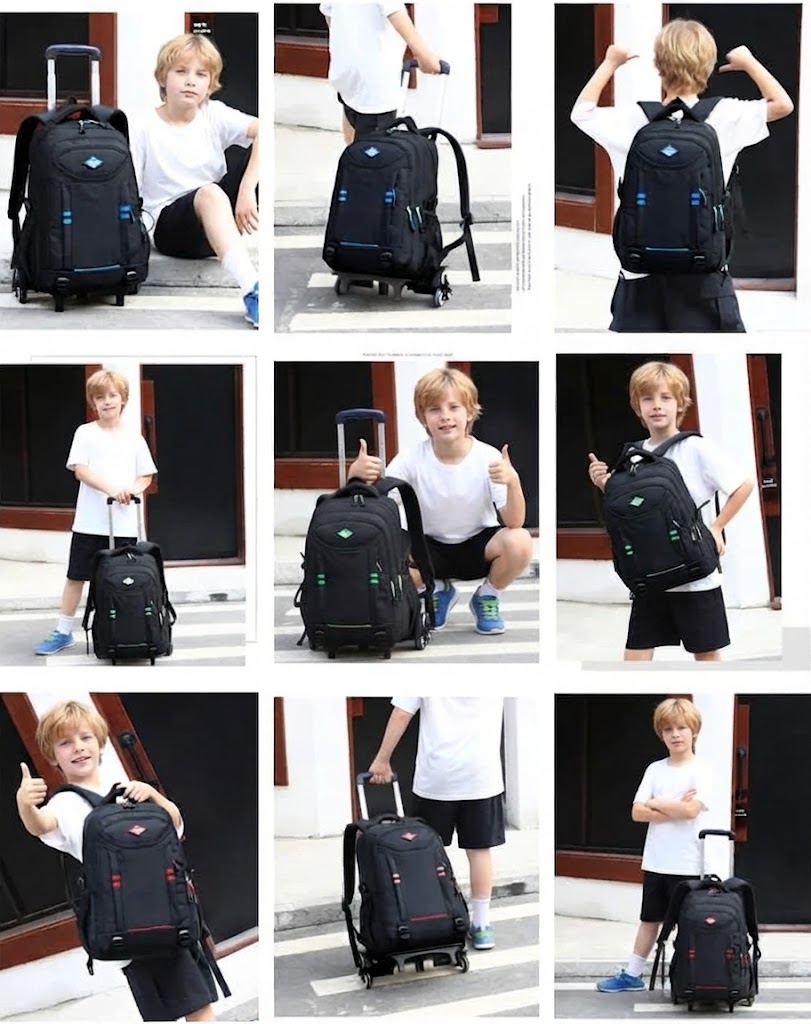Multifunktionaler Schulrucksack mit Rollen für Jungen – Umwandelbare Trolley-Tasche