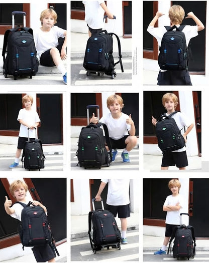 Multifunktionaler Schulrucksack mit Rollen für Jungen – Umwandelbare Trolley-Tasche