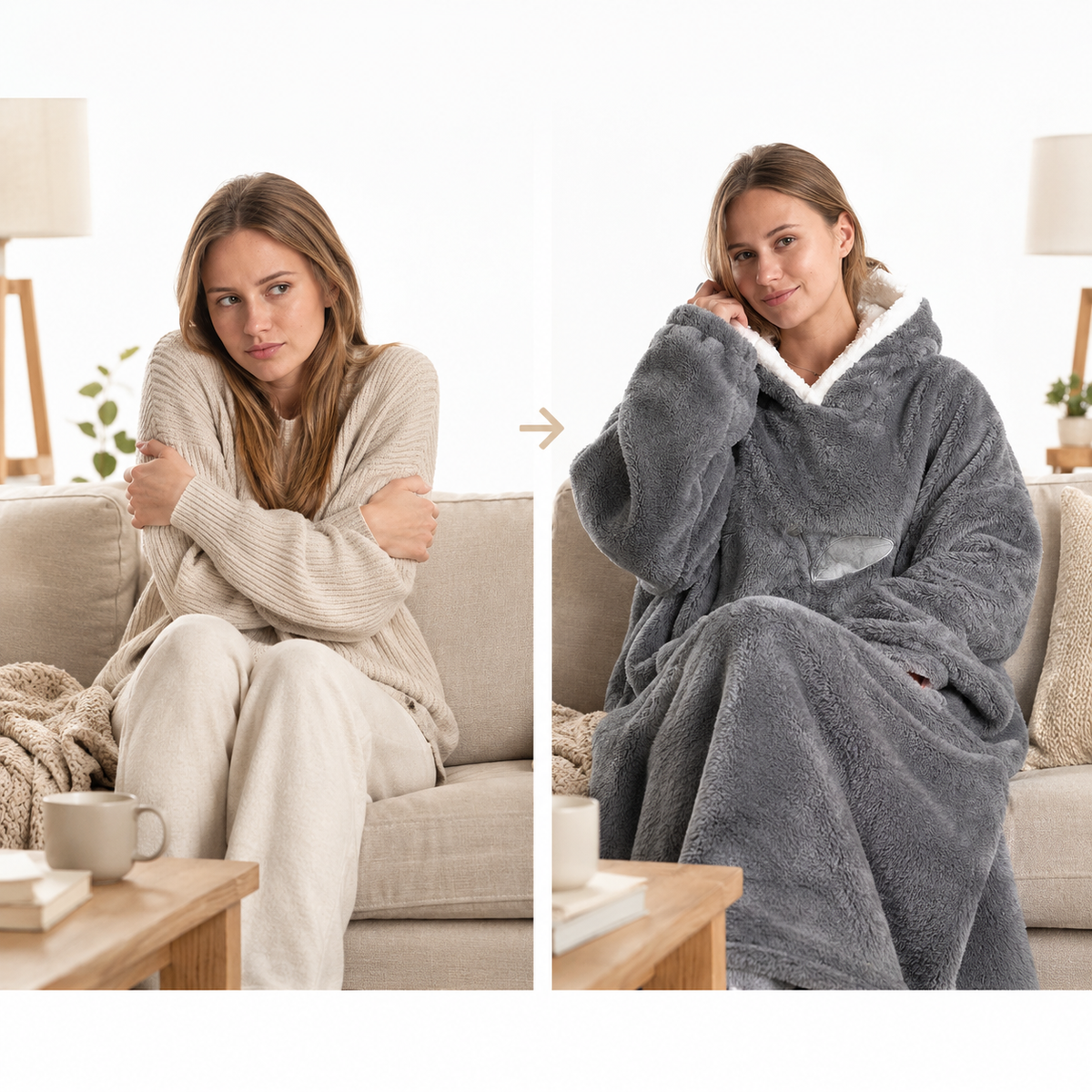 Oversized Hoodie Decke mit Kapuze – kuschelige Wärme und freie Hände – 痛点解决图