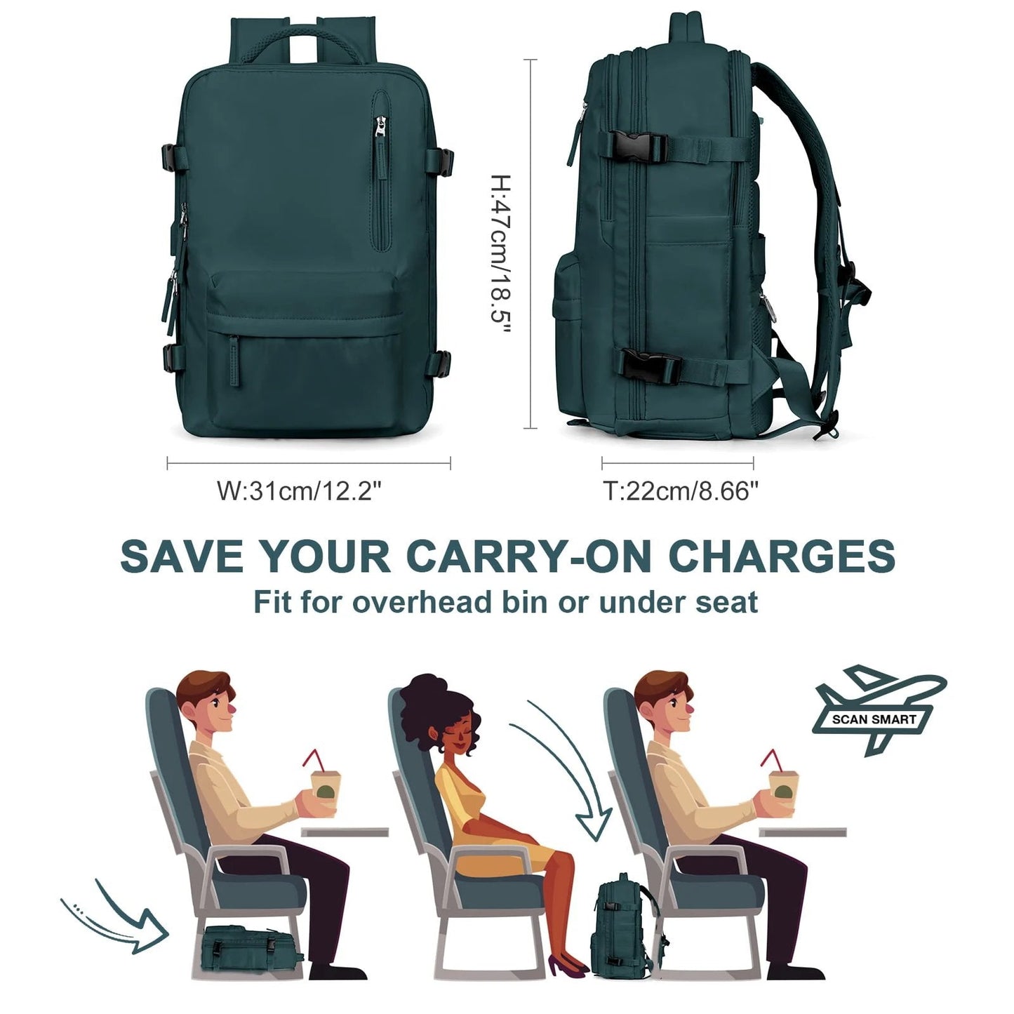 Reiserucksack mit Schuhfach und USB-Anschluss - Travelliva