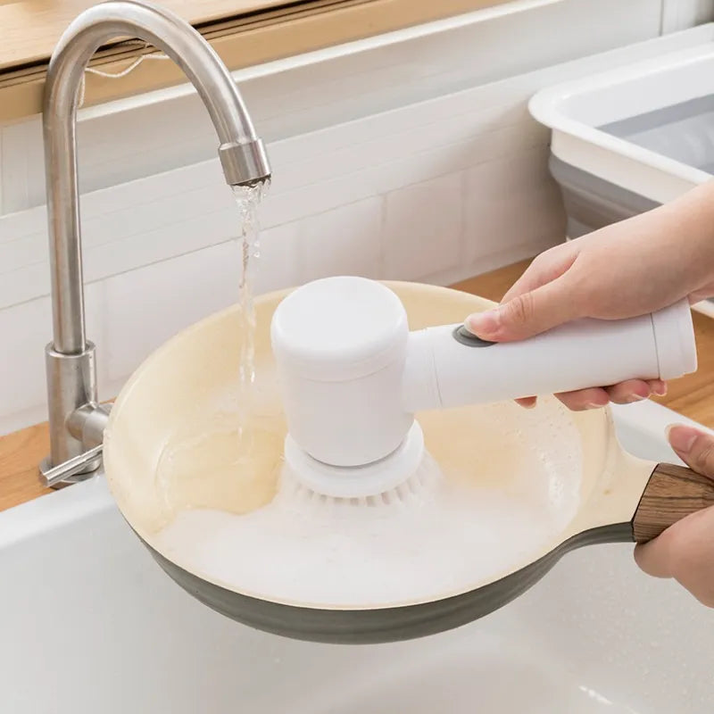 Kabellose Hand-Reinigungsbürste mit 6 Aufsätzen – Komplett wasserdicht, kraftvoll, für Küche & Bad