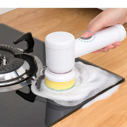Kabellose Hand-Reinigungsbürste mit 6 Aufsätzen – Komplett wasserdicht, kraftvoll, für Küche & Bad