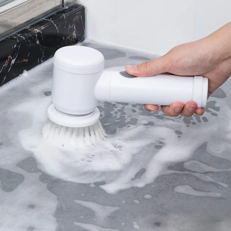 Kabellose Hand-Reinigungsbürste mit 6 Aufsätzen – Komplett wasserdicht, kraftvoll, für Küche & Bad