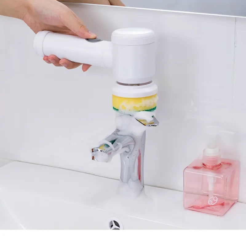 Kabellose Hand-Reinigungsbürste mit 6 Aufsätzen – Komplett wasserdicht, kraftvoll, für Küche & Bad
