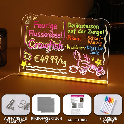 Designer LED-Leuchttafel – Kreatives Neon-Board mit Struktur-Effekt – Wasserwelle / Wolke / Fischschuppe