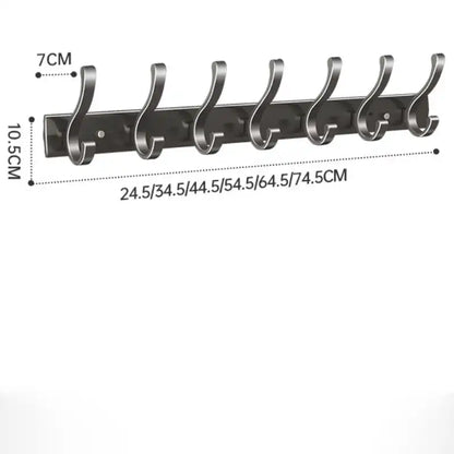 Türhakenleiste ohne Bohren (70 cm, 7 Haken) – Aluminium, für Flur, Küche & Bad