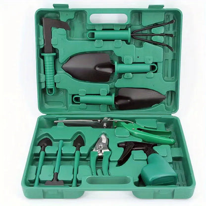 10-teiliges Gartengeräte-Set – Komplettausstattung mit Aufbewahrungsbox, für Garten & Balkon