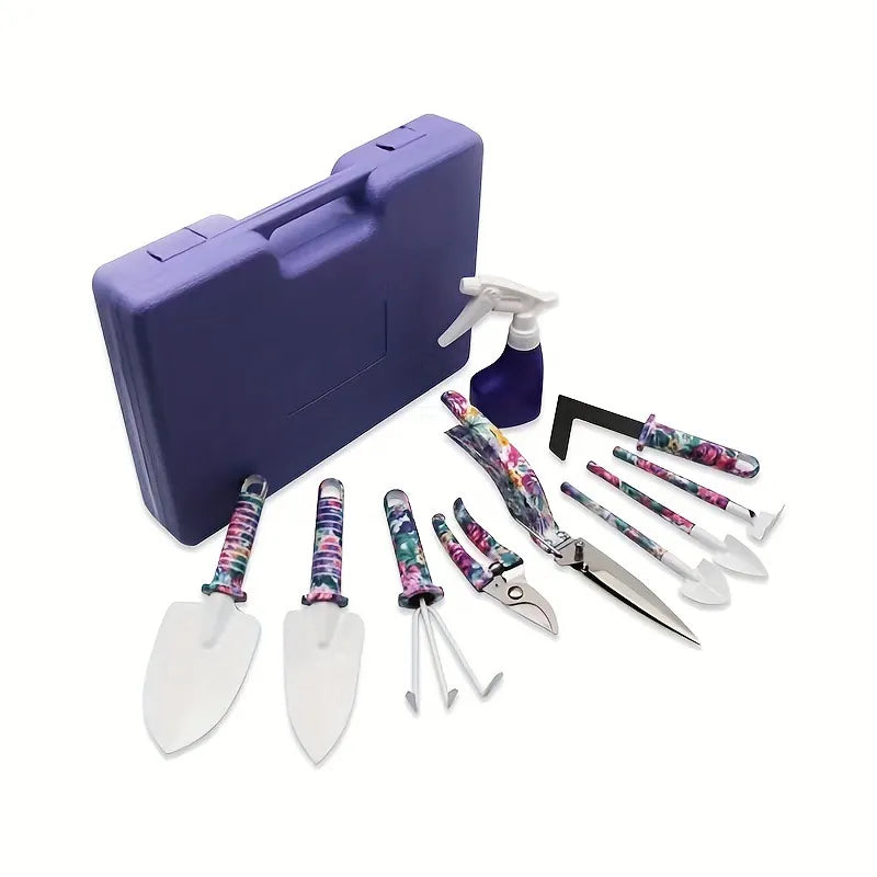 10-teiliges Gartengeräte-Set – Komplettausstattung mit Aufbewahrungsbox, für Garten & Balkon